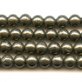 Pyrite 6mm Round Beads - 8 Inch Strand