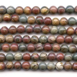 Red Creek Jasper 8mm Round Beads - 8 Inch Strand