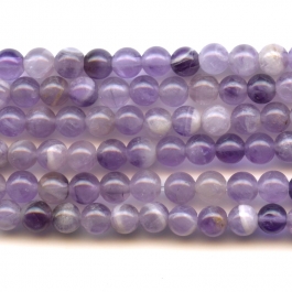 Dog Teeth Amethyst 4mm Round Beads - 8 Inch Strand