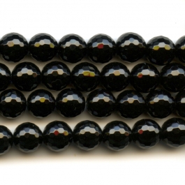 Onyx 8mm Round Faceted Beads - 8 Inch Strand