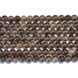 Smoky Quartz 8mm Round Large Hole Beads - 8 Inch Strand