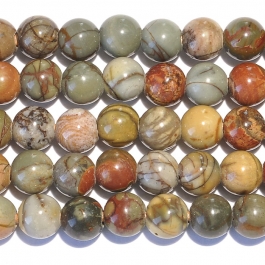 Red Creek Jasper 8mm Round Large Hole Beads - 8 Inch Strand