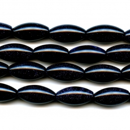 Blue Goldstone 10x20mm Rice Beads - 8 Inch Strand