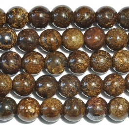 Bronzite 8mm Round Large Hole Beads - 8 Inch Strand