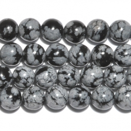 Snowflake Obsidian 8mm Round Gemstone Beads - 8 Inch Strand