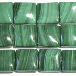 Malachite 12mm Square Beads - 8 Inch Strand