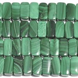 Malachite 5x10mm Double Drilled Beads - 8 Inch Strand