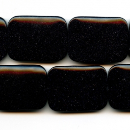 Blue Goldstone 30x40mm Rectangle Beads - 8 Inch Strand
