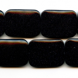 Blue Goldstone 30x40mm Rectangle Beads - 8 Inch Strand