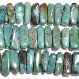 Chrysocolla 5x15mm Flat Chip Beads - 8 Inch Strand