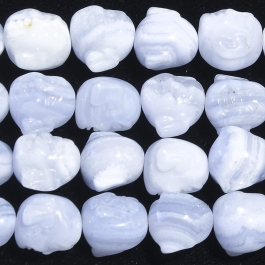 Blue Lace Agate 10x12mm Buddha Beads - 8 Inch Strand