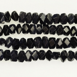 Blue Goldstone 7x12mm Faceted Nugget Beads - 8 Inch Strand