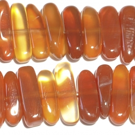 Carnelian 5x15mm Flat Chip Beads - 8 Inch Strand
