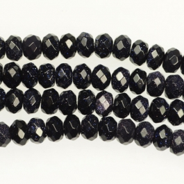 Blue Goldstone 8mm Faceted Rondelle Beads - 8 Inch Strand