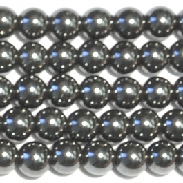 Hematite 4mm Round Beads - 8 Inch Strand