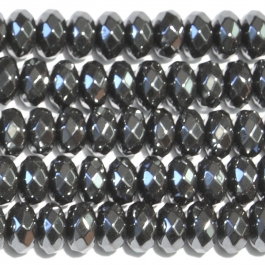 Hematite 8mm Faceted Rondelle Beads - 8 Inch Strand