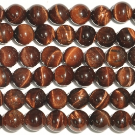 Red Tiger Eye 8mm Round Beads - 8 Inch Strand