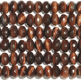 Red Tiger Eye 8mm Faceted Rondelle Beads - 8 Inch Strand