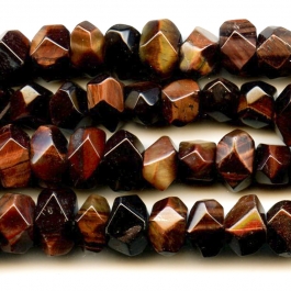 Red Tiger Eye 7x12mm Faceted Nugget Beads - 8 Inch Strand