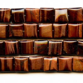 Red Tiger Eye 12mm Square Beads - 8 Inch Strand