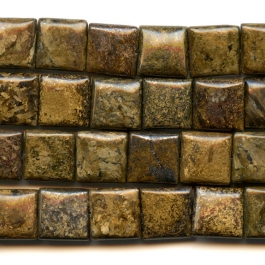 Bronzite 12mm Puff Square Beads - 8 Inch Strand