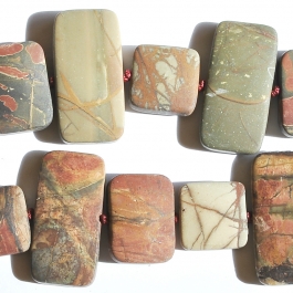 Red Creek Jasper Matte 15x15-30 Center Drill Rectangle 8 Inch Strand
