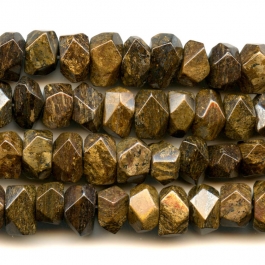 Bronzite 7x12mm Faceted Nugget Beads - 8 Inch Strand