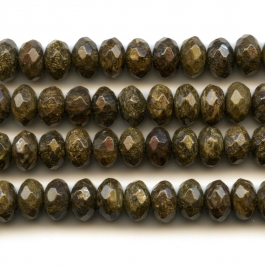 Bronzite 8mm Faceted Rondelle Beads - 8 Inch Strand
