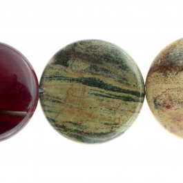 Apple Jasper 30mm Coin 8 inch Strand