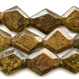 Bronzite 25x30mm Faceted Hexagon Beads - 8 Inch Strand