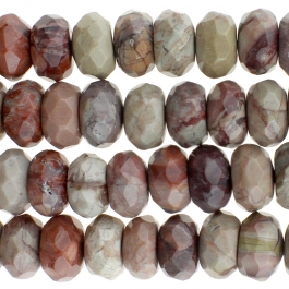 Red Porcelain Jasper 8mm Faceted Rondelle 8 inch Strand