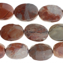 Red Porcelain Jasper 10x14mm Oval 8 inch Strand