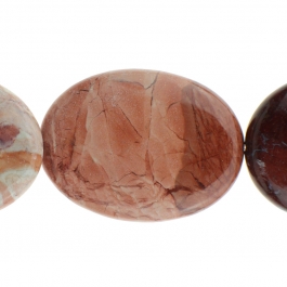 Red Porcelain Jasper 30x40mm Oval 8 inch Strand