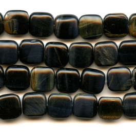 Blue Tiger Eye 12mm Square Beads - 8 Inch Strand