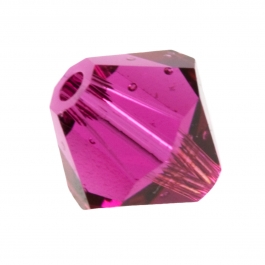 6mm Fuchsia 5301 Bi-Cone Swarovski Crystal Beads - Pack of 10