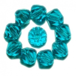 4mm Blue Zircon Bi-Cone Swarovski Crystal Beads - Pack of 12