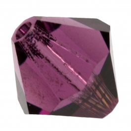 6mm Amethyst Bi-Cone Swarovski Crystal Beads - Pack of 10