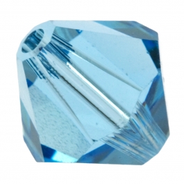 4mm Aquamarine 5301 Bi-Cone Swarovski Crystal Beads  - Pack of 10