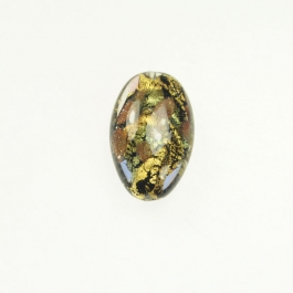 Abstract Oval Crystal/Aventurina/Yellow Gold, Size 25mm