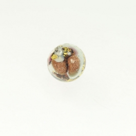 Abstract Round Amethyst/White, Yellow Gold, Size 12mm