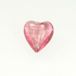 Large Foil Heart Rubino/White Gold, Size 21mm