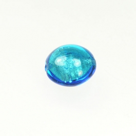 Foil Lentil Aqua/White Gold, Size 14mm