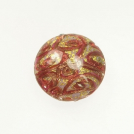24 kt. Aventurina Swirl Large Disc Rubino, Yellow Gold, Size 30mm