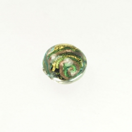 24 kt Aventurina Swirl Lentil Aqua, Yellow Gold, Size 12mm