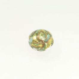 24 kt Aventurina Swirl Lentil Turquoise, Yellow Gold, Size 12mm