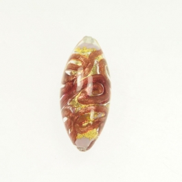 24 kt Aventurina Swirl Oval Rubino, Yellow Gold, Size 32mm x 15mm