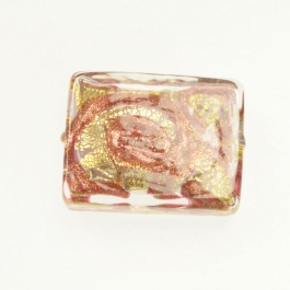 24 kt Aventurina Swirl Rectangle Rubino, Yellow Gold, Size 25mm x 18mm