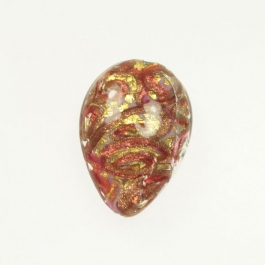 24 kt Aventurina Swirl Teardrop Rubino, Yellow Gold, Size 34mm
