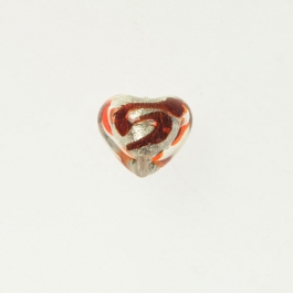 Baby Heart w/ Swirl Crystal w/ Red Swirl, White Gold, Size 14mm