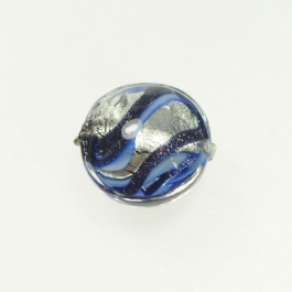 Aventurina Swirl Lentil Blue w/ Blue Aventurina, White Gold, Size 16mm